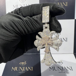 925 Sterling <b>Silver</b> & Rose Gold Plated Hip Hop VVS Moissanite Diamond Cross Pendant Fine Jewelry Party Fine Pendants & <b>Charms</b> - Product Image 4