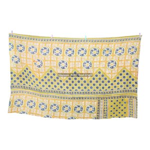 Vintage Kantha <b>Quilt</b> Bengali <b>Throws</b> Indian Reversible Hand Stitched Heavy <b>Throw</b> Old Sari Blanket Patch Work Heavy 3 To 5 Layers - Product Image 4