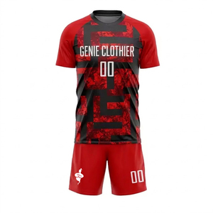 เสื้อฟุตบอลแบบซับลิเมชั่นสั่งทำพิเศษ 100% โพลีเอสเตอร์ คอวี สำหรับผู้ใหญ่ ชุดยูนิฟอร์มฟุตบอลครบชุด ขายส่งชุดทีมสโมสร แห้งเร็ว - Product Image 1