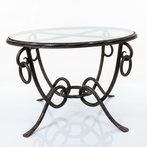 Table basse de luxe en fer forgé européen, résistante aux intempéries, sur mesure, pour jardin et cour, 4 places - Product Image 1