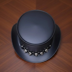 Chapeau haut de forme classique en cuir avec large bord et couronne haute, accessoire de mode pour hommes et femmes - Product Image 4