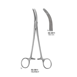 Pinza Heaney Curva de 19.5cm con 1x2 Dientes - Pinza de Arteria Uterina de un Solo Diente, Instrumentos de Grado Médico - Product Image 1