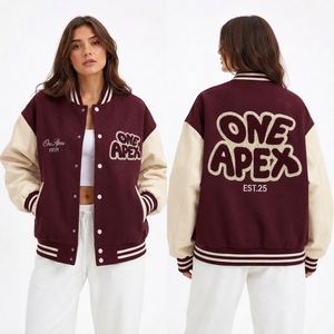 Custom Maroon <b>letterman</b> <b>Jacket</b> Women's <b>Letterman</b> <b>Jacket</b> With Cream Sleeves Embroidered Streetwear Bomber <b>Jacket</b> - Product Image 1