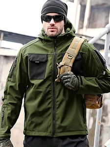 Men’s Stealth Black All-Weather <b>Shell</b> – Precision Engineered Softshell with Integrated Storm <b>Hood</b> Softshell <b>Jacket</b> - Product Image 2