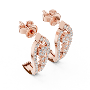 Boucles d'oreilles créoles Bali en argent sterling 925 plaqué or rose 18 carats avec zircon pavé Aurora, bijoux de luxe tendance pour femmes - Product Image 4
