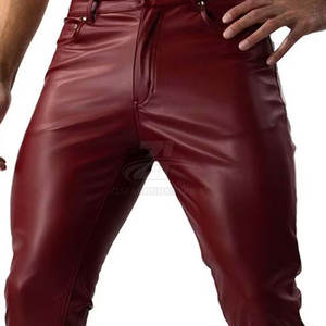 Pantalones de cuero para hombre fabricados en fábrica, venta al por mayor, hechos con cuero de la mejor calidad. - Product Image 3