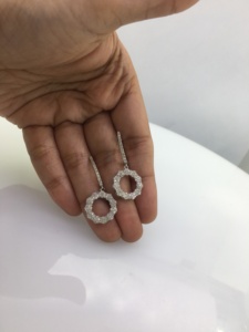 1.30 Cttw Round Cut Natural Diamond Drop <b>Dangle</b> <b>Earrings</b> for Women in 925 Sterling <b>Silver</b>, Prong Setting, 33x15mm - Product Image 3