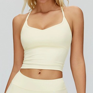 Top de yoga personalizado para mujer con cuello redondo, sin espalda, control de abdomen, alto soporte, ligero y transpirable para fitness y running - Product Image 6