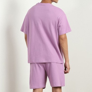 Conjunto de Camiseta y Pantalones Cortos de Moda Masculina al por Mayor, Liso, Sólido, de Verano, Dos Piezas, Casual, Estilo Urbano, Traje de Salón, Proveedor Mayorista para Exportación - Product Image 3