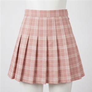 Mini-jupe plissée à taille haute à carreaux pour femme, style preppy, en coton et polyester tissé, confortable, toutes saisons - Product Image 1