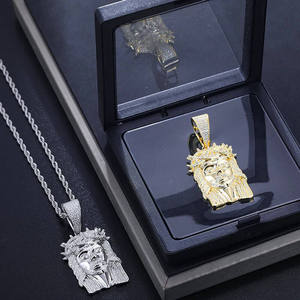 Christ Face <b>Pendant</b> 925 Silver <b>Solid</b> <b>Gold</b> Plated Brilliant Cut Moissanite Iced Jesus Piece Hip Hop Luxury Streetwear Necklace - Product Image 1