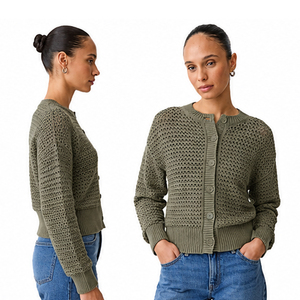 Top Design Women's Casual Wool/Cashmere <b>Varsity</b> <b>Cardigan</b> Sweater Front Logo Knit O-Neck Autumn Sweater - Product Image 5