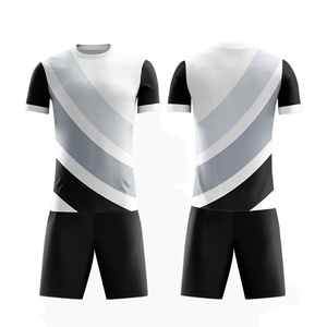 100% Polyester Breathable Quick Dry Football Uniforms Sets Custom Colors Printed <b>Soccer</b> Jersey and Plain Black Shorts - Product Image 1