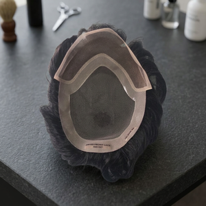 Prothèse capillaire indienne Remy à dentelle frontale pour hommes, 100% cheveux humains, imperméable, ondulations profondes, densité brute 60%-150% - Product Image 6