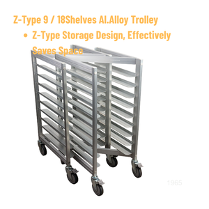 Carrito de Aluminio Resistente Tipo Z con 9 Bandejas para Panadería, Carro con Estantes Ajustables, Rejilla de Enfriamiento para Pan, 60x40cm, Plateado Anodizado Atlas - Product Image 3