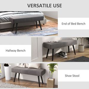Panca Moderna da Camera da Letto Grigia da 99 cm con Gambe in Acciaio e Seduta Imbottita per Fondo Letto - Product Image 6