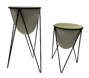 Juego de Macetas Metálicas Modernas con Soporte de Hierro, Macetero Decorativo para Interiores y Exteriores, Soporte Alto para Plantas para Sala de Estar, Balcón, Jardín - Product Image 2