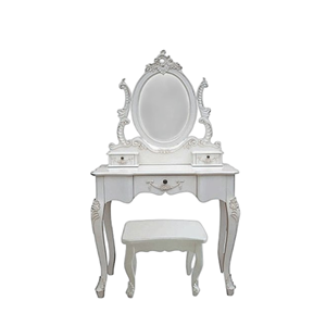 Coiffeuse d'angle moderne de luxe en bois massif d'acajou écologique avec miroir et 3 tiroirs pour chambre à coucher, fabriquée en Indonésie - Product Image 1