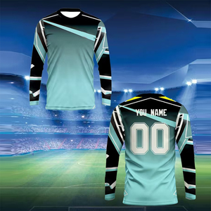 T-shirt sportif à manches longues, imprimé par sublimation, motif géométrique, col rond, coupe régulière, séchage rapide, en polyester tricoté, best-seller - Product Image 6