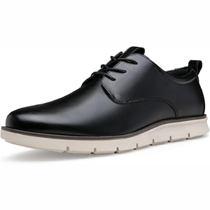 Zapatos Oxford de Cuero Genuino Negro para Hombre, con Punta Puntiaguda, Cordones, Aumento de Altura, Antideslizantes, Suela de Goma Acolchada, para Todas las Temporadas - Product Image 5