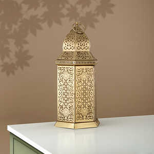 2026 Gold Metal Moroccan <b>Candle</b> <b>Holder</b> <b>Lantern</b> Handmade Table Top and Hanging Home Decorations - Product Image 2