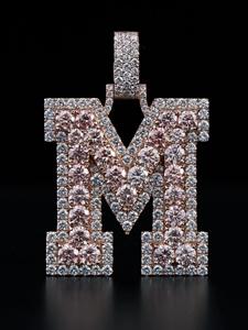 Collar de Moissanita con Letra M Iced Out de Venta Caliente para Hombre, Corte Brillante VVS, Claridad IGI Certificada, Plata 925 - Product Image 3