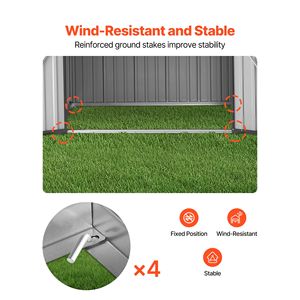 Caseta de Almacenamiento Metálica para Jardín de 6 x 4 Pies con Puerta con Cerradura, 4 Ventiladores de Rejilla y Techo a Dos Aguas para Almacenamiento en Exteriores - Product Image 5