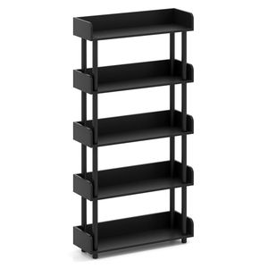 Libreria Aperta a 5 Ripiani con Gambe Rialzate e Finitura Nera per Ufficio Domestico e Librerie per Bambini - Product Image 2