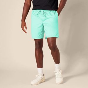 Men's Solid Mint Green Board Shorts Mid Waist Elastic Waist Breathable Lightweight Quick Dry Casual Swimwear 100% Cotton Bermuda - Product Image 2