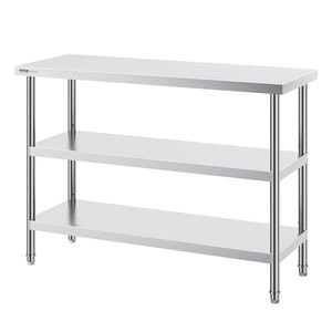18 X 48 X 34 Inch Commercial <b>Kitchen</b> Worktable Stainless Steel Food <b>Prep</b> <b>Table</b> with 2 Adjustable Undershelf Heavy Duty <b>Prep</b> - Product Image 1