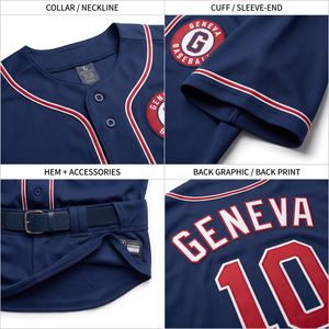 Navy Blue Polyester Mesh Full Button Baseball Jersey Customizable Sports Uniform for Amateur School League Team OEM Manufacturer - Product Image 4