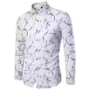 Chemise en satin à manches longues pour homme, imprimé floral, col boutonné, respirante et infroissable – Nouvelle collection automne, style décontracté, en coton, très tendance - Product Image 4