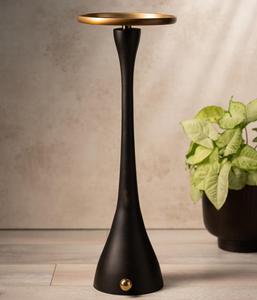 Modern <b>Black</b> Metal <b>Side</b> <b>Table</b> with Gold Top <b>Round</b> Design Indoor Home Decor Living Room Stand - Product Image 1