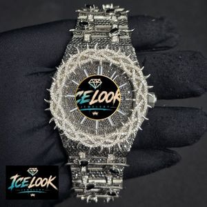 ICE LOOK นาฬิกาข้อมือผู้หญิงสีเงิน/สีเงินโทน 40 มม. หน้าปัดอะนาล็อก กลไกแบบกลไก คริสตัลแซฟไฟร์ 18 มม. แสดงวันที่ ฝังเพชร - Product Image 1