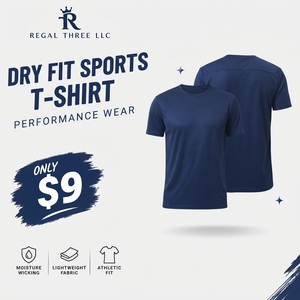 T-shirt de sport à manches courtes pour homme Regal Three LLC, coupe athlétique, séchage rapide, t-shirts de performance, haut en polyester tricoté - Product Image 1