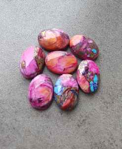 Cabujón ovalado de turquesa rosa de ostra espinosa, piedra suelta calibrada para fabricación de joyas y manualidades - Product Image 5