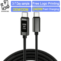 Cable de Datos de Carga Rápida Tipo-C, 240W 5A PD3.1, Trenzado de Nailon, Conductor de Cobre Puro, Aleación de Aluminio, para Computadora y Auriculares