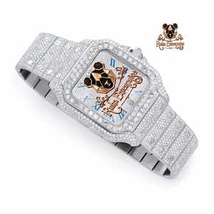 <b>Men</b>’s Statement Quartz Timepiece Moissanite Stone Configuration Stainless Steel Body Crystal Detailing Contemporary Luxury Style - Product Image 4