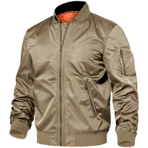 Chaquetas para correr de invierno de alta calidad para hombre, ropa de calle de Color sólido de talla grande, tela estampada estilo bombardero con cremallera ajustada - Product Image 6
