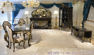 Royal hecho a mano muebles para el hogar Juego de mesa de comedor Grand Mansions juego de mesa de comedor oro pulido 8 plazas muebles de comedor - Product Image 5