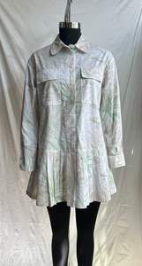 Vestidos Casuales Mini Tejidos Estampados de Manga Larga, Mezcla de Algodón y Lino, Ajuste Cómodo y Relajado, para Uso Diario, Estilo Camisero de Verano - Product Image 2