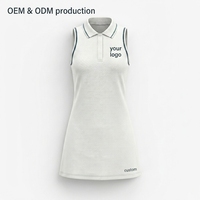 Robe Polo de Pickleball Sportive pour Femme avec Logo Personnalisé, sans Manches, en Spandex/Nylon, Col Zippé, Poches et Short Assorti, Respirante