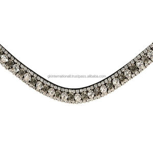 Bandeau de front équin en cuir de qualité supérieure pour chevaux Bridle Multicolor Big Crystals Décorative Wave brow bands Disponible dans toutes les tailles personnalisées - Product Image 6