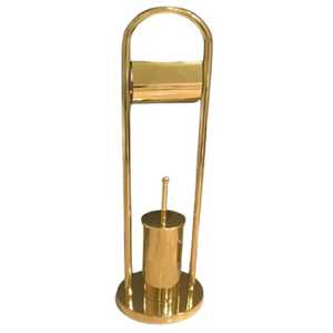 Stainless Steel Toilet Brush Holder <b>Set</b> Chrome Silver <b>Punched</b> Hole Bathroom Commode Cleaning Scrubber Hotel Supply Wand Base - Product Image 6