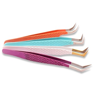 Pince à épiler d'extension de cils en vrac en acier inoxydable Logo personnalisé Meilleure pince à cils disponible en différents angles - Product Image 1