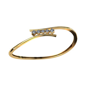 Yellow Gold Lab Grown Diamond Round Brilliant Cut Classic Floral 18K Women's <b>Bangle</b> <b>Bracelet</b> - Product Image 2
