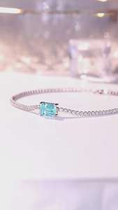 Pulsera de Plata 925 para Mujer con Diamantes de Corte Esmeralda Cultivados en Laboratorio y Piedras Preciosas Azules, Claridad VS-VVS, Lujo para Uso Diario, Certificado IGI - Product Image 3