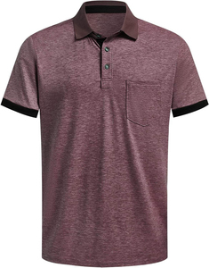 Polo de Punto de Manga Corta para Hombre, Color Sólido, con Bolsillo, Corte Regular Informal, Jersey de Algodón Transpirable - Product Image 3