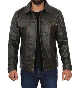 Chaqueta de cuero plateada metálica para hombre Outfitize, estilo brillante, ajustada, de piel de oveja, a la moda, para motociclista - Product Image 6