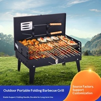 Barbecue portable pliable en fer pour l'extérieur, sans fumée, avec outils intégrés